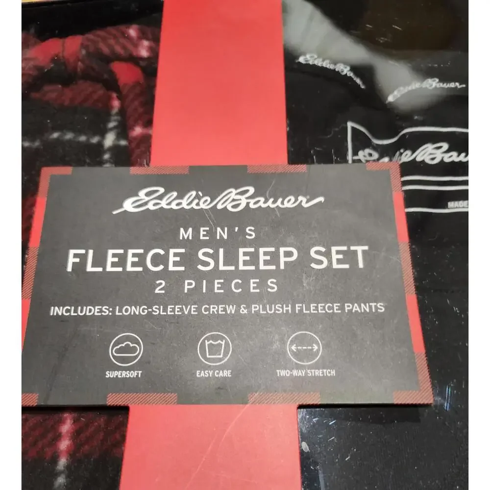 Men's Eddie Bauer Fleece Sleep Set - (Long-Sleeve Crew‎ & Plush Fleece Pants)